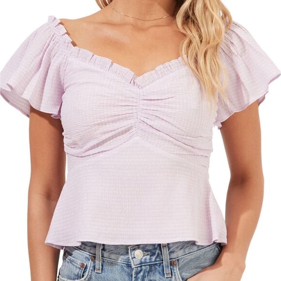 Astr The Label Ladies Sz XS Lilac Off Shoulder Crop Top - Picture 1 of 7